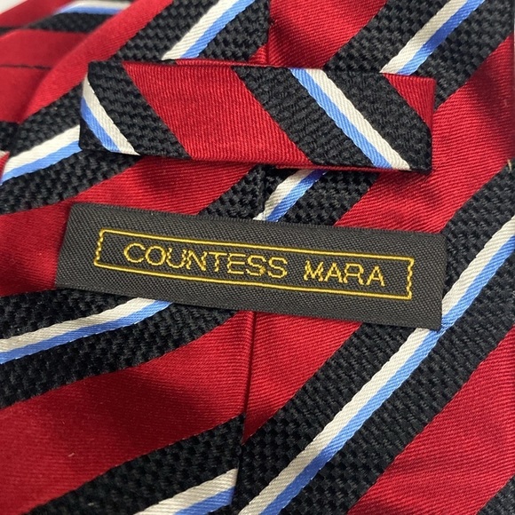 COUNTESS MARA Vintage 90's British Regimental Men's Red White Blue Necktie Tie - Picture 3 of 11